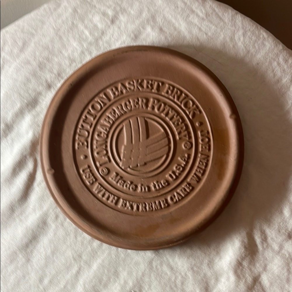 Longaberger Button Basket Brick Pottery USA Bread Warming Stone Terracotta Rare - Picture 2 of 5